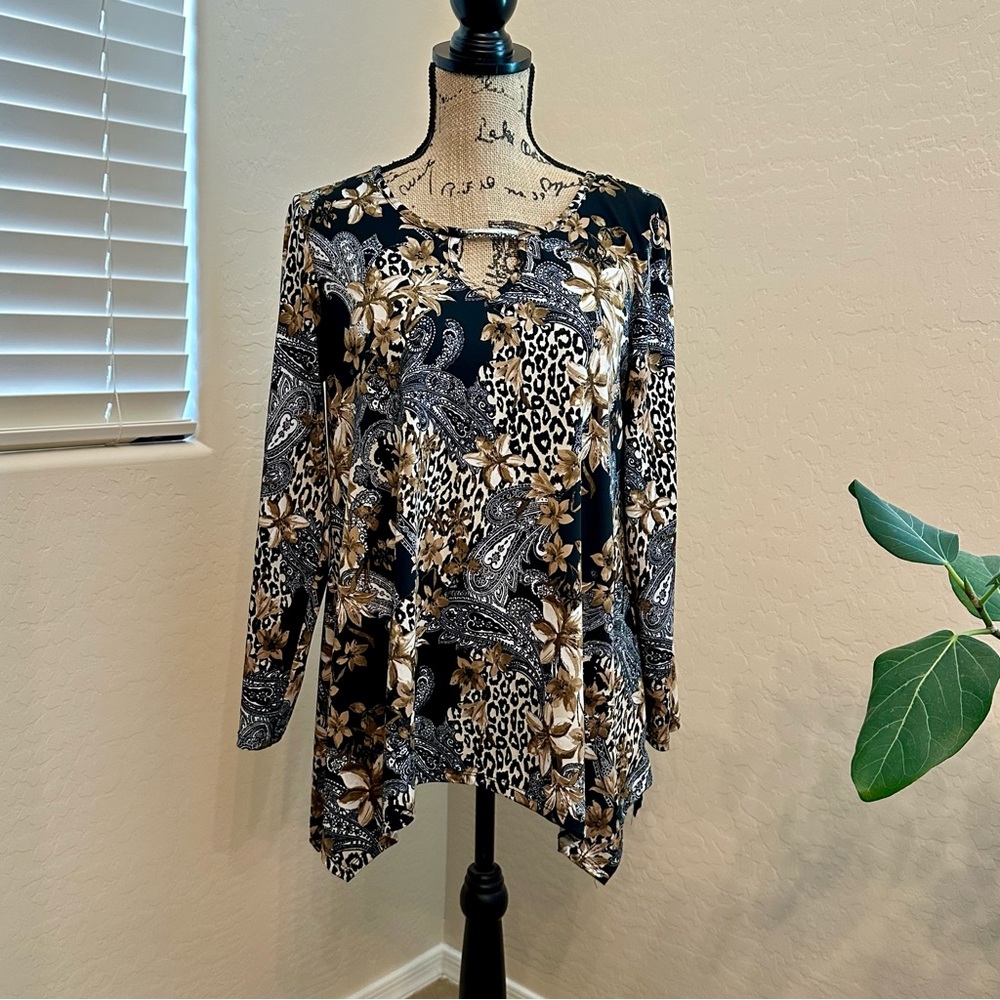 Floral and Leopard Print Women's Top